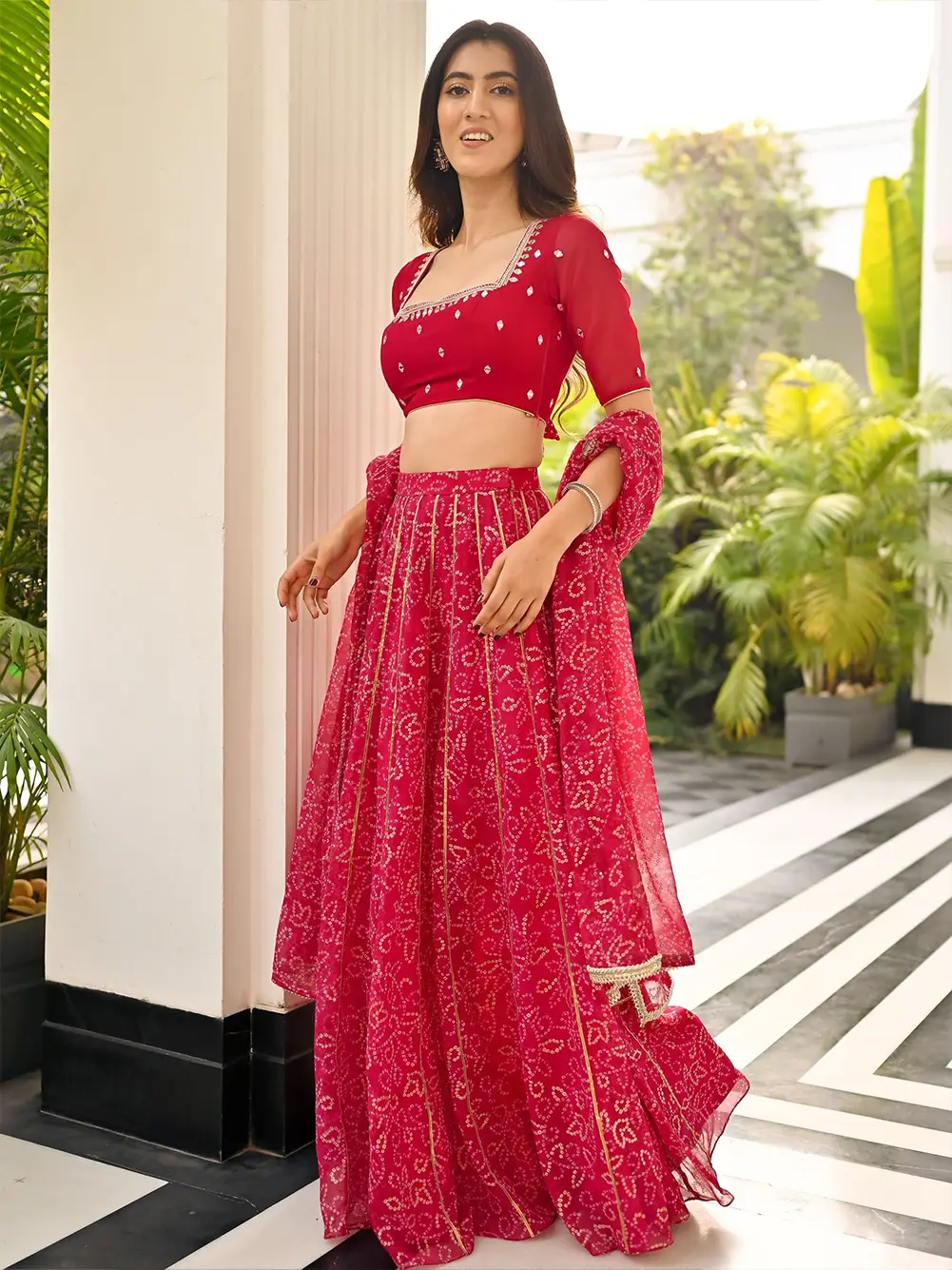 BHANDHEJ BAAGH Pink Lehenga Set